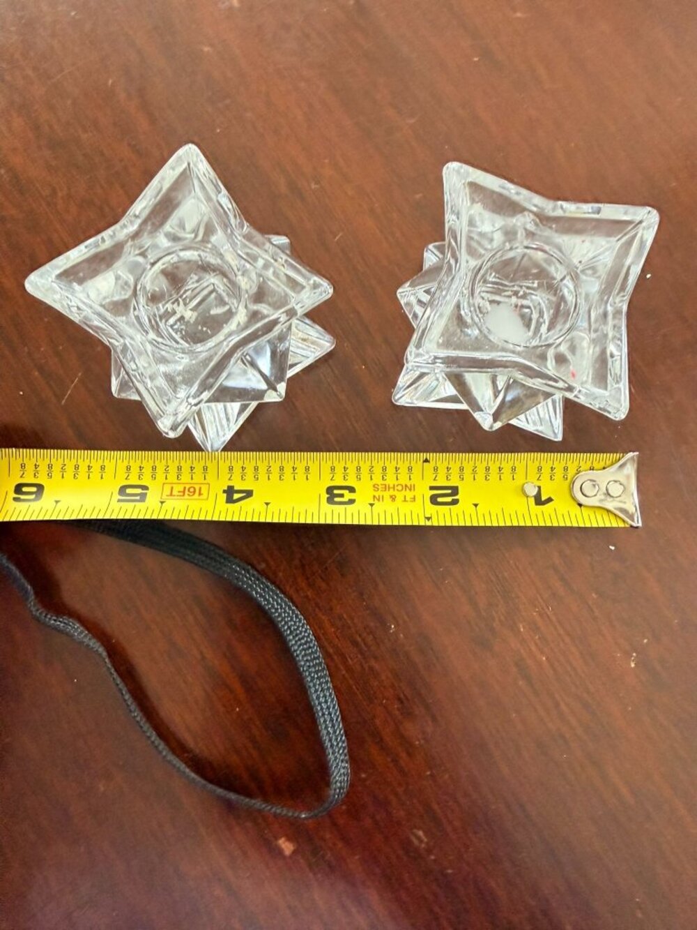 Set Of 2 Clear Glass Star-Shaped Candle Holders For Tealight Or Votive Candles E